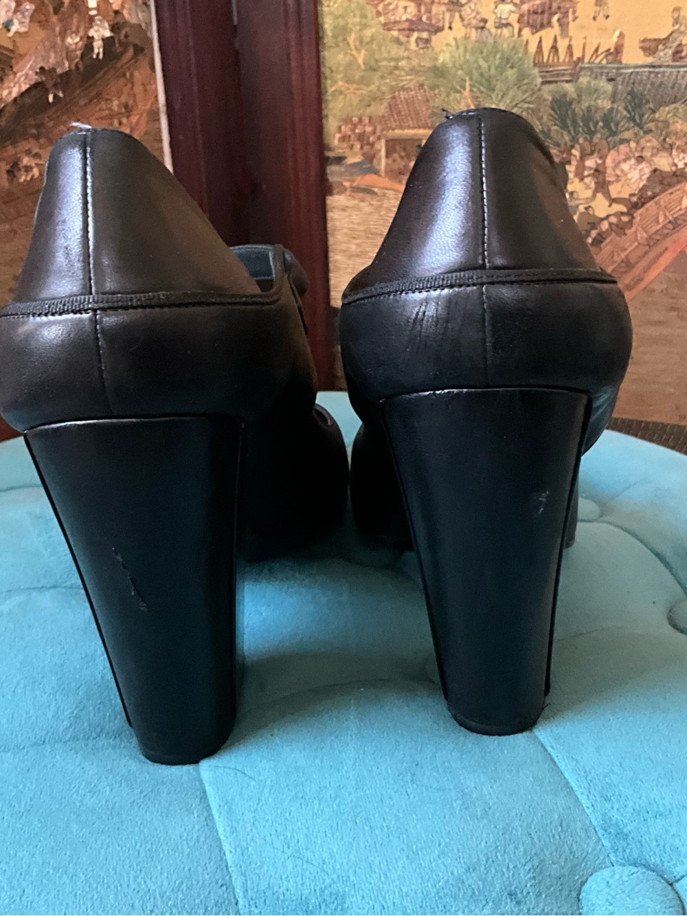 CHANEL Black Patent & Leather Mary Jane Pumps - Picture 6 of 8